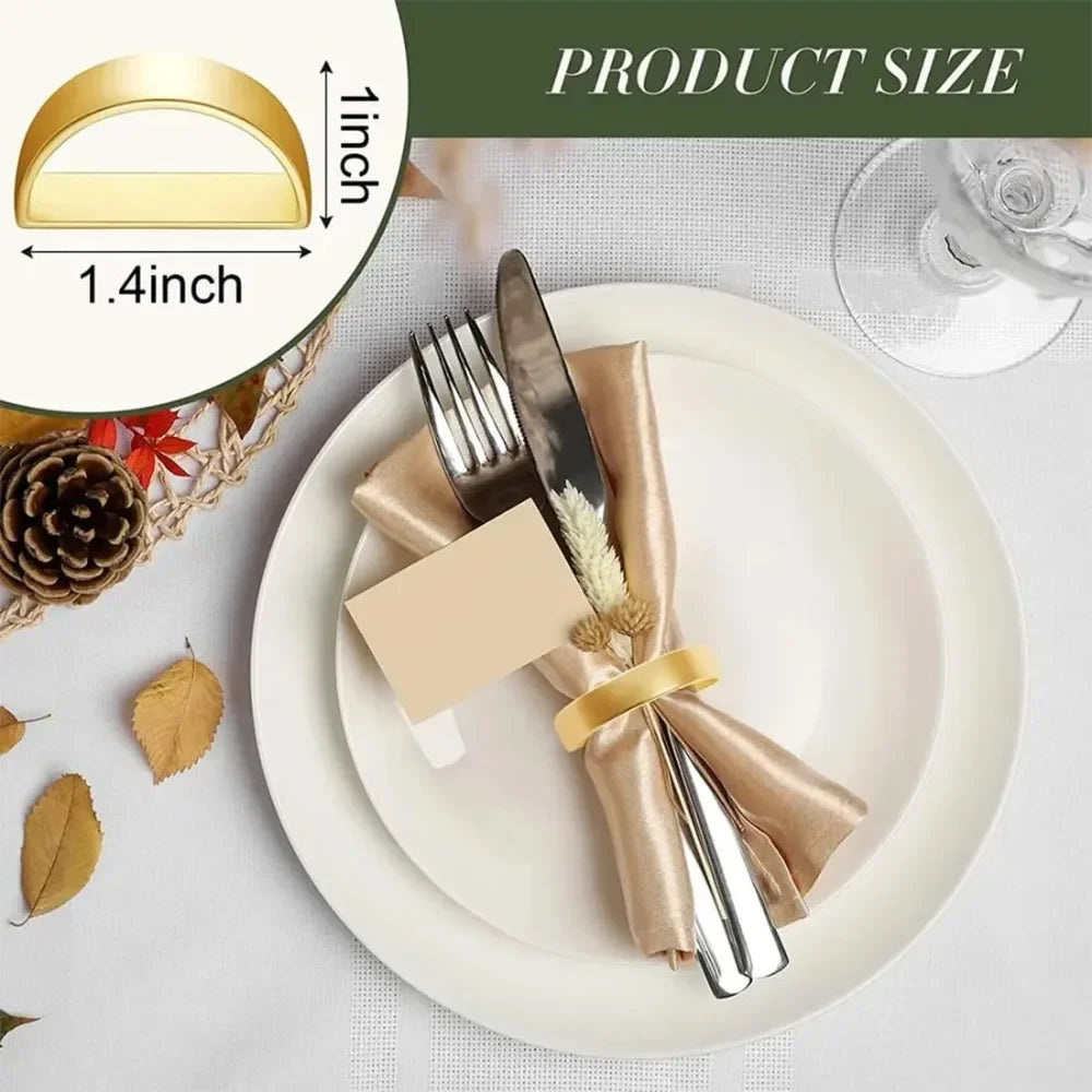 anneaux serviettes moderne doré lisse respectueux environnement set adhésif fourchette cuillère table