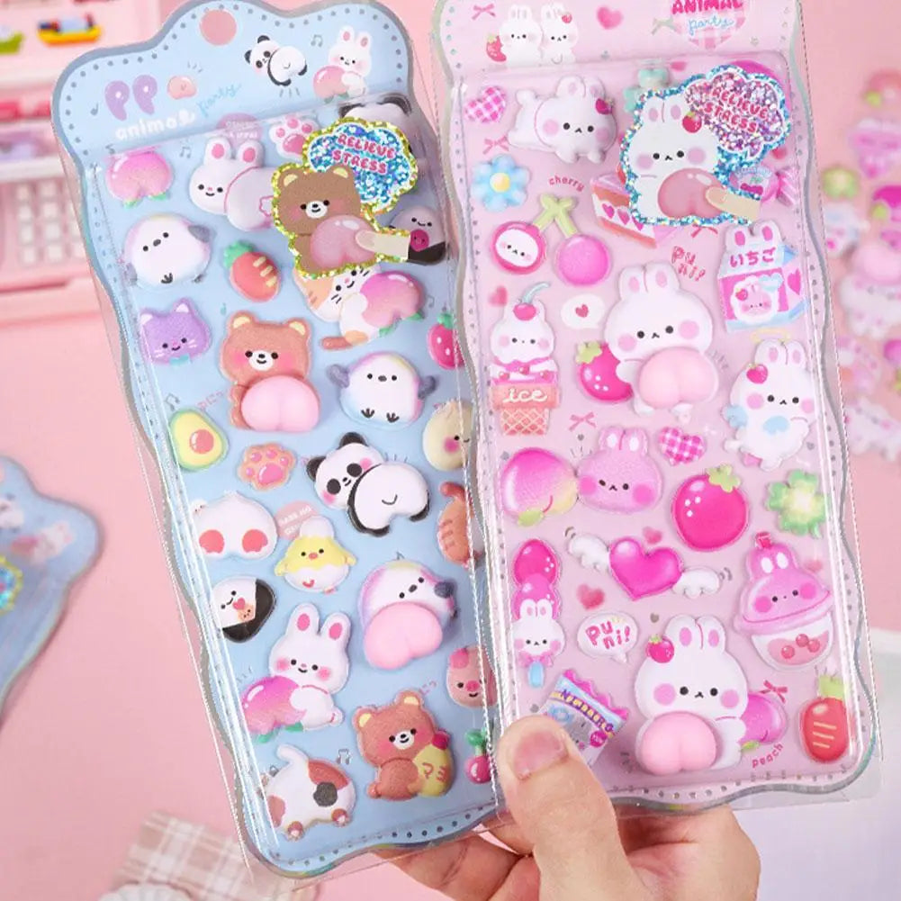 autocollants 3D animaux mignons fruits kawaii adhésifs décoratifs maison téléphone portable ordinateur