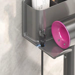 porte sèche cheveux adhésif moderne gris métallisé salle bain rangement brosse gobelet téléphone