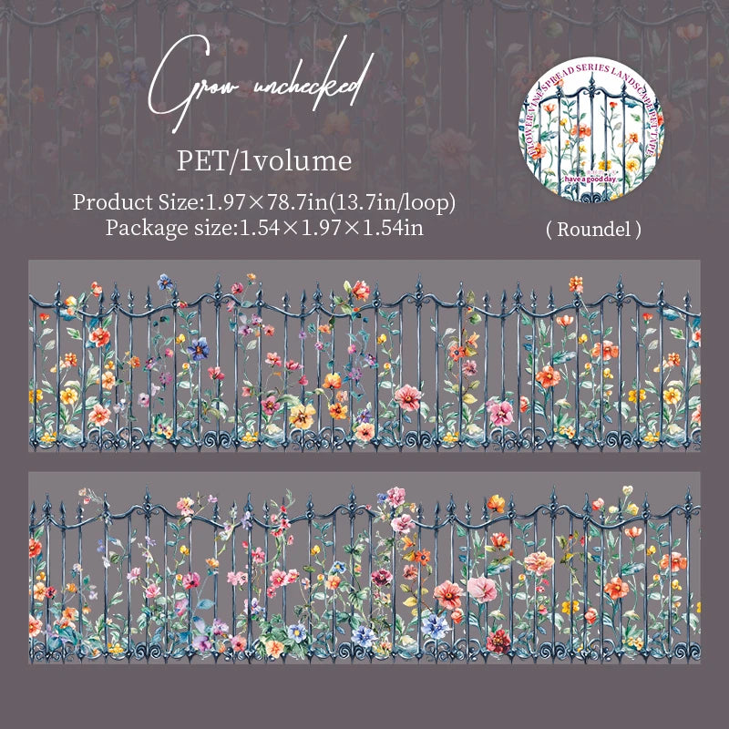 ruban decoratif transparent fleurs vigne vintage floral adhésif naturel blanc marron bleu rose vert