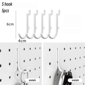 panneau perforé mural blanc étagères crochets porte coutaux accessoires rangement cuisine