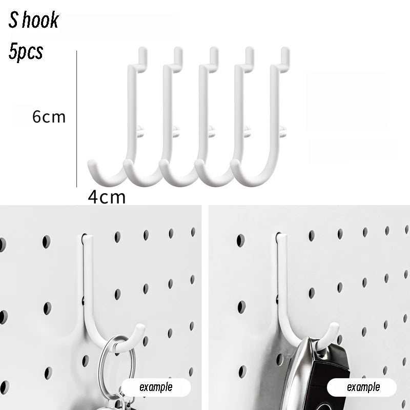 panneau perforé mural blanc étagères crochets porte coutaux accessoires rangement cuisine