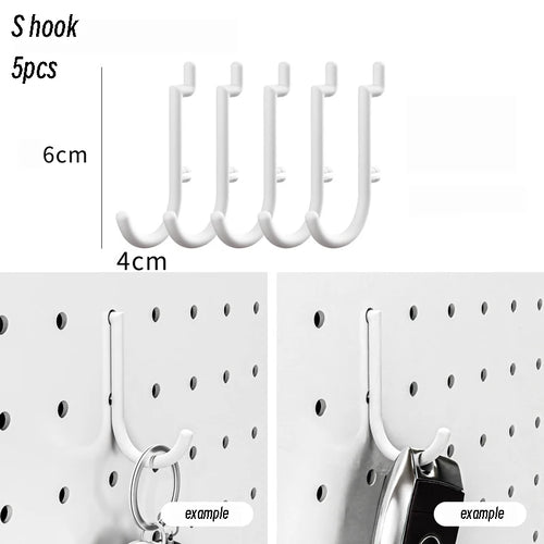 panneau perforé mural blanc étagères crochets porte coutaux accessoires rangement cuisine