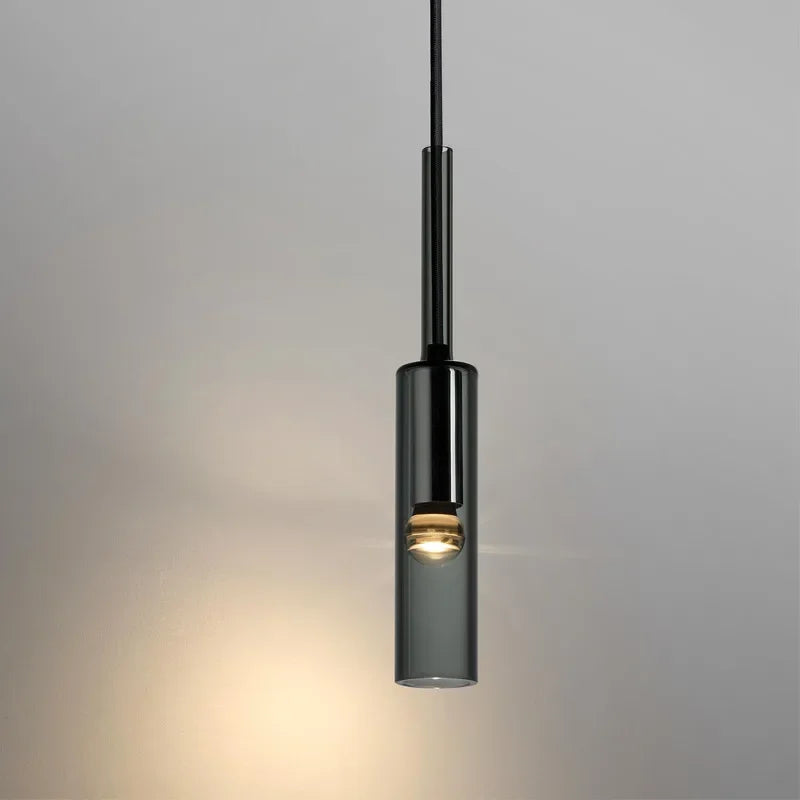 lumière suspendue moderne verre noir abat jour transparent salon chambre étude