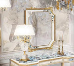 miroir console bois or ornements baroques meuble chambre coucher classique