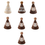 chapeau fête bébé marron velours pompon ruban chiffre imprimé 16cm 11cm anniversaire unisexe opacité