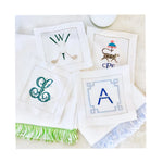 serviettes table brodées frangées ruban blanc élégantes mariage fête différentes tailles disponibles
