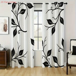 rideaux blanc noir motifs floraux deux panneaux polyester moderne contemporain
