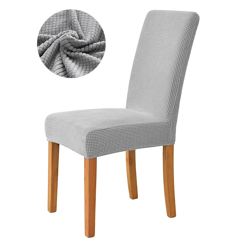 housse chaise jacquard gris rose vert marron moderne adhésif polyester pliage salon mariage banquet