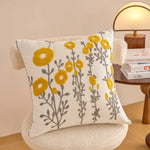 housse coussin décorative motif floral brodé moderne canapé salon lit maison blanc