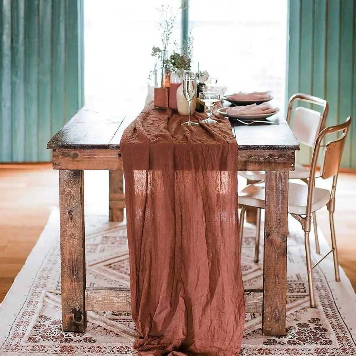 nappe decorative table plissée semi transparente beige vert olive elegante rustic vintage mariage banquet