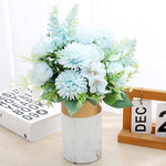 bouquet fleurs artificielles soie mariage décoration maison blanc rose bleu clair vert classiqueintérieur vase