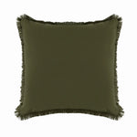housse coussin boho décoration vert olive frange moderne 30x50cm 45x45cm 50x50cm polyester douce