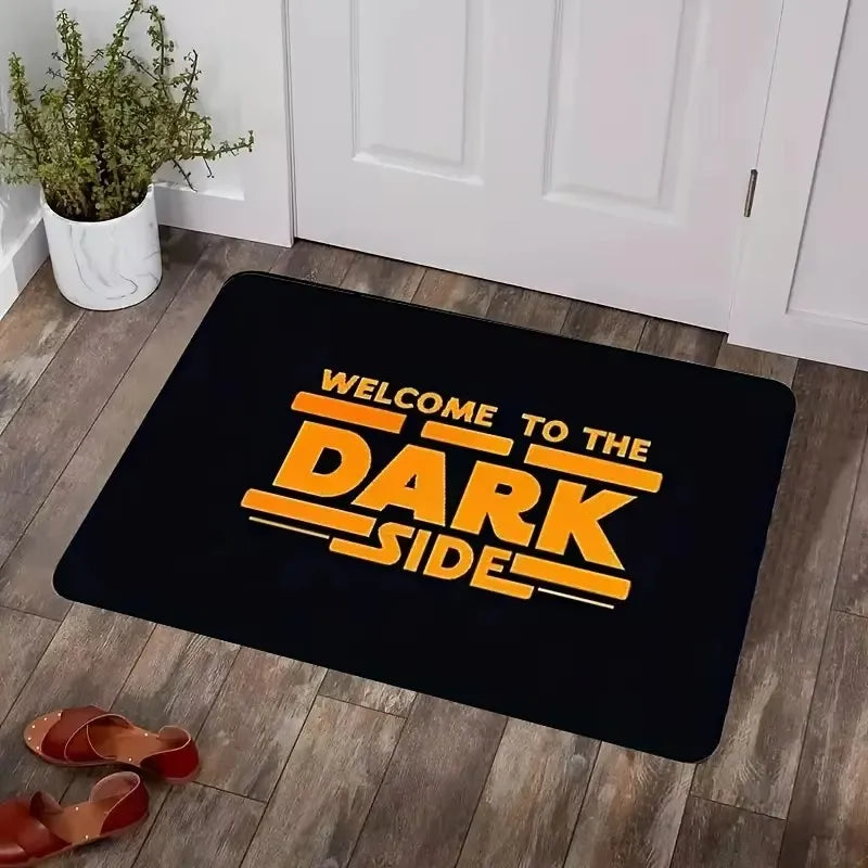 tapis sol noir lettres bienvenue dark side moderne résistant dérapant polyester