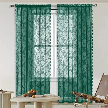 rideau vert broderie florale transparent classique 100 polyester 100x114cm 100x183cm 100x244cm 140x244cm