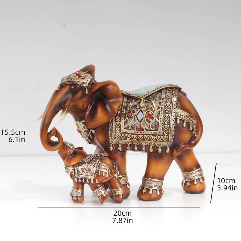 statue éléphant marron clair doré motifs ornements artisanat décoration intérieure chambre salon