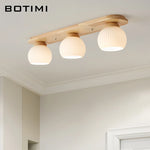 plafonniers modernes trois ampoules led bois naturel lumière blanche minimaliste