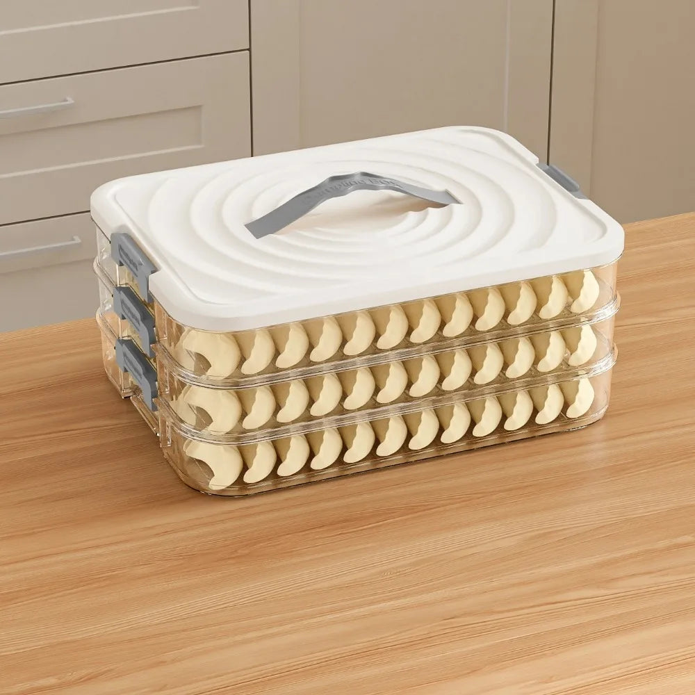boîte rangement transparente réutilisable qualité alimentaire plastique moderne pratique poignées couvercle blanc beige