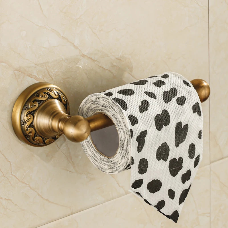 ensemble accessoires salle bain laiton antique porte serviette savon papier brosse doré classique