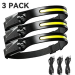 lampe frontale rechargeable led noir jaune ceinture ajustable mode sensoriel ipx4 waterproof