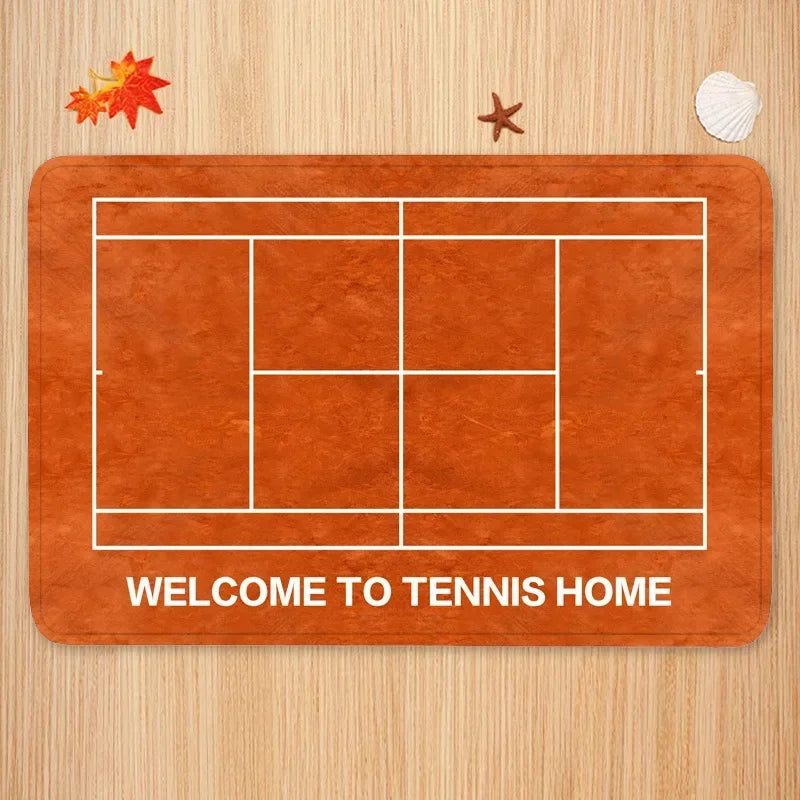 tapis sol moderne terrain tennis bleu vert orange antidérapant polyester coton 40x60cm 50x80cm