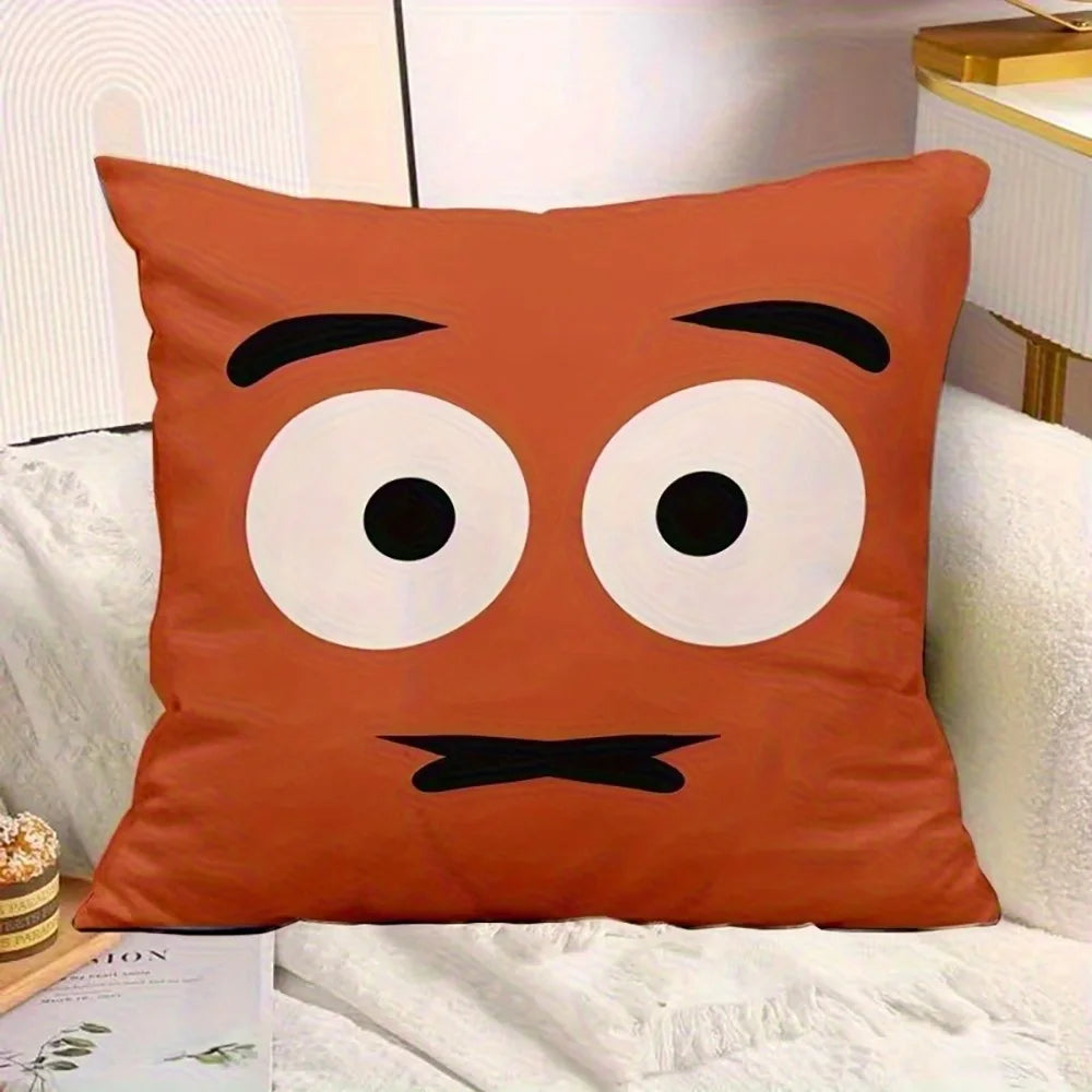 taies d'oreiller cartoon couleurs vives yeux sourires motifs opaques polyester peacheskin 40x40cm 45x45cm 50x50cm