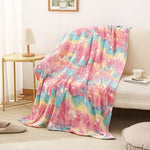 couverture licorne multicolore effet tie dye étoiles enfants moderne portable hiver