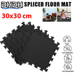 tapis sol noir puzzle géométrique moderne 30x30cm pack 16 pièces relaxation massage