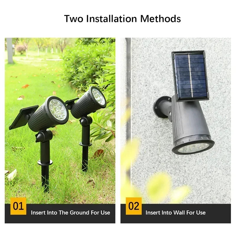 projecteur solaire led 9lumieres réglable moderne jardin étanche noir abs