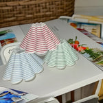 abat jour table tissu rayures bleu blanc rouge moderne anneau central opaquet cable blanc
