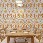 papier peint vinyle tigres sautant fleurs soleils boho chic salon chambre enfant cuisineOpaque Jaune
