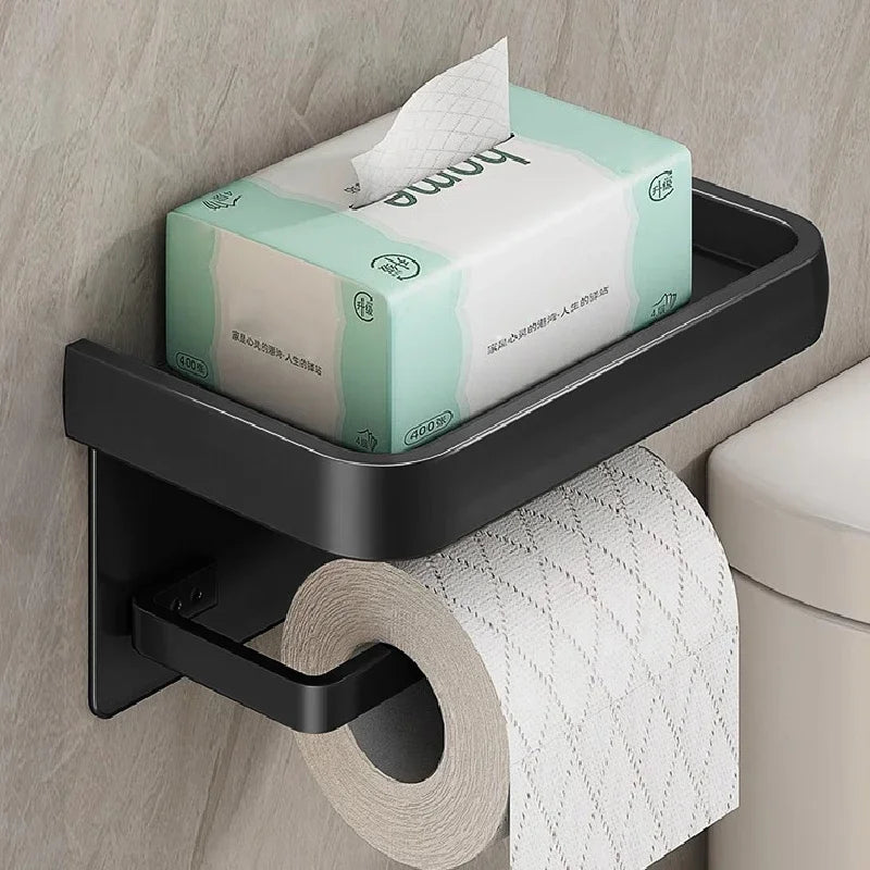 porte serviettes moderne adhésif papier toilette boîte serviettes lingettes aluminium noir