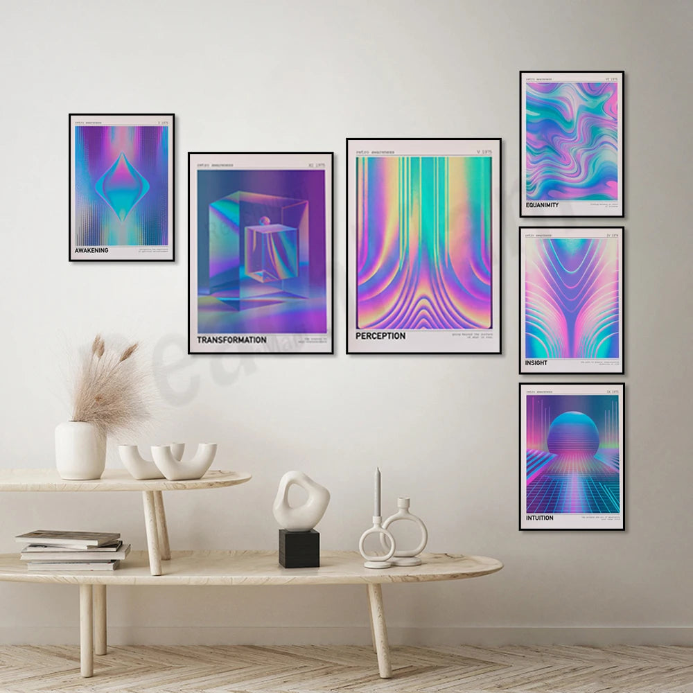 Toile imprimée psychédélique 70s sur canvas qualité premium