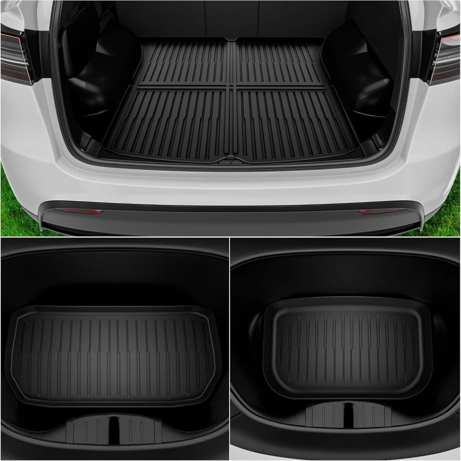 tapis sol coffre clips non slip tpe double couche rayures horizontales noir moderne tesla