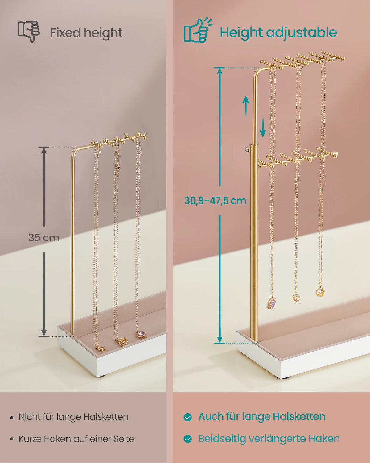 Plateau velours du porte-bijoux pour ranger bagues et accessoires