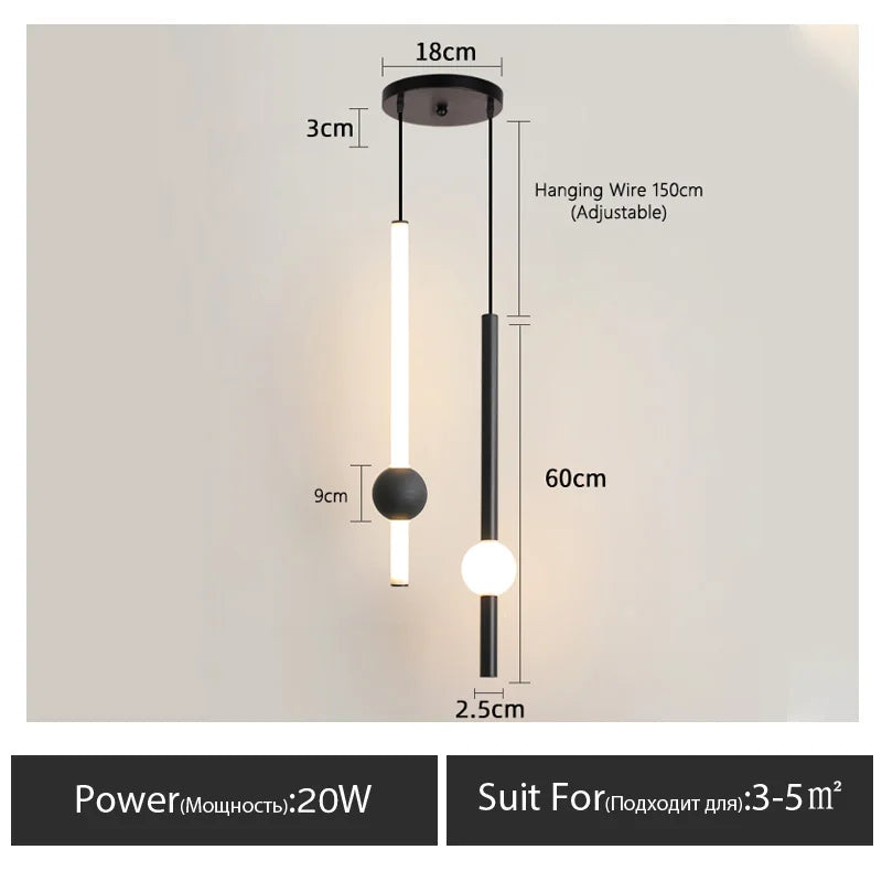 lampe suspendue moderne ampoule led noir blanche sphère lumineuse minimaliste chambre coucherDecoration