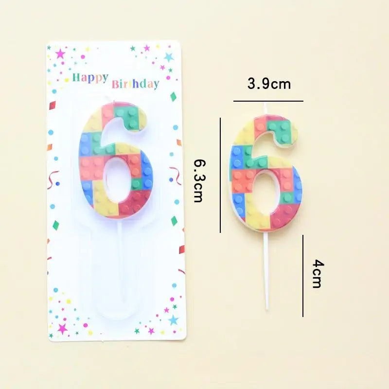 bougies anniversaire chiffres couleurs brique construction rouge jaune bleu vert ludique piquet