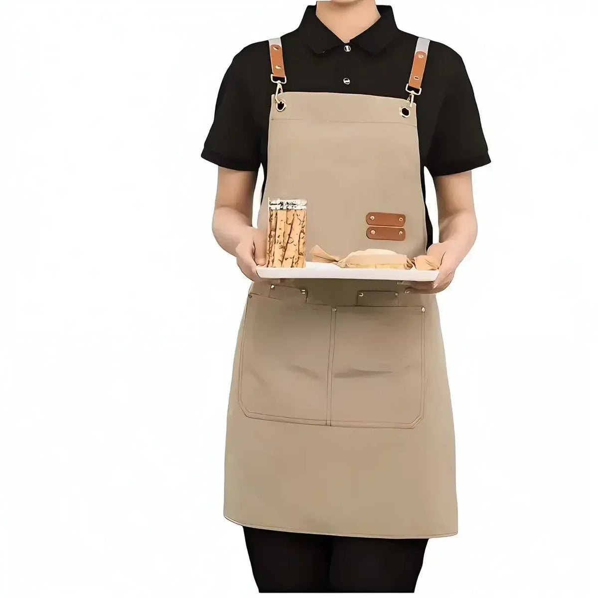 tablier ajustable imprimé logo brodé noël noir beige poche glissière ciseaux opaquet classique