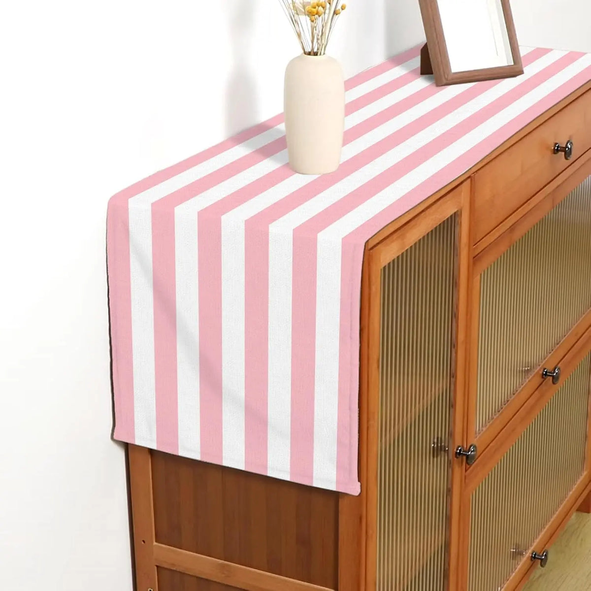 nappe lin rose rayée intérieur rustique décoration table anniversaire réutilisable