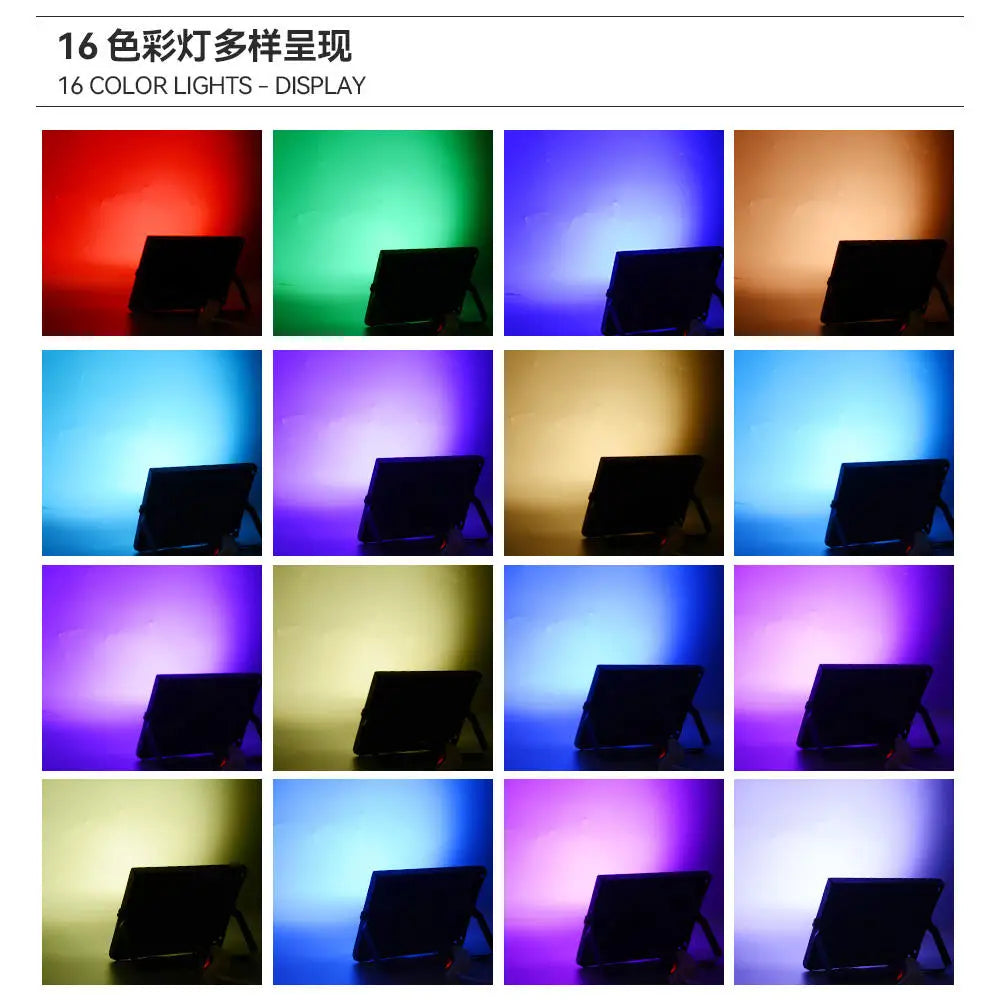projecteur led rgb noir moderne bras articulé extérieur changement couleur jardin fête scène bâtiment