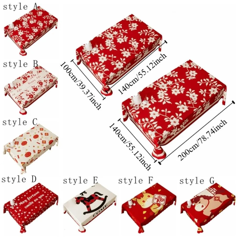 nappe décoration festive motif floral personnage animal opaque polyester coton rouge blanc