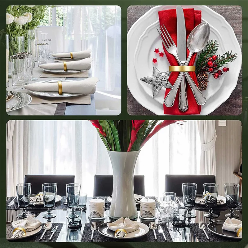 porte serviettes modernes or anneaux décoration table festive élégante occasion spéciale noël fourchettes couteaux
