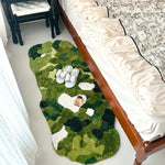 tapis moelleux camouflage fleurs vert blanc moderne résistant décoloration antidérapant séchage rapide