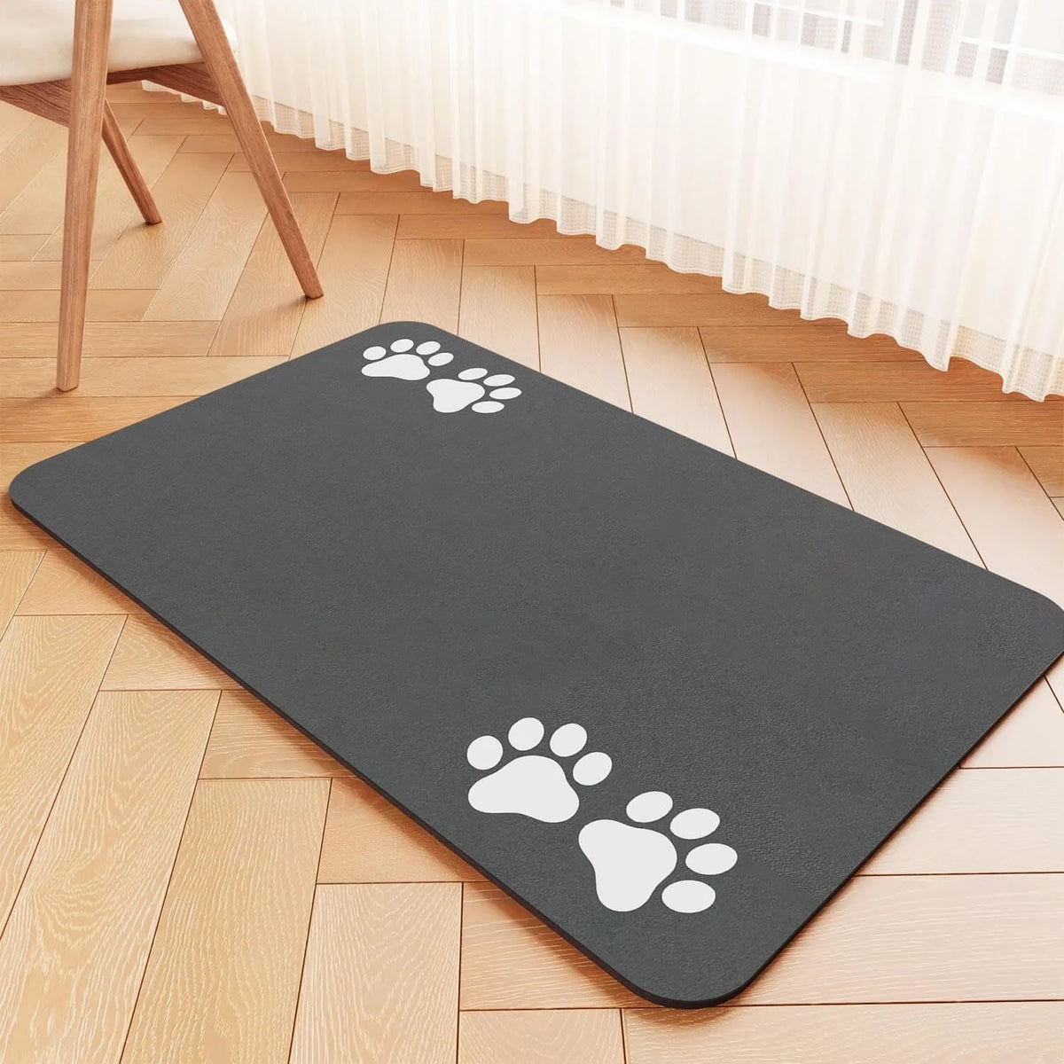 tapis absorbant imprimé empreintes animales gris moderne chiens rapide séchage