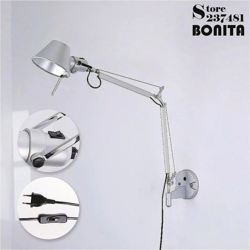 appliques murales pliables réglables moderne argent câble électrique adhésif fixé mur flux lumineux led