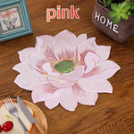 serviettes table modernes fleurs stylisées orange rose vert adhésives polyester
