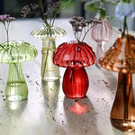 vases champignons verre transparent moderne couleur vert rouge orange bleu rose jaune