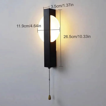 lampe murale led moderne fixée mur blanc noir interrupteur cordon rectangulaire lisse