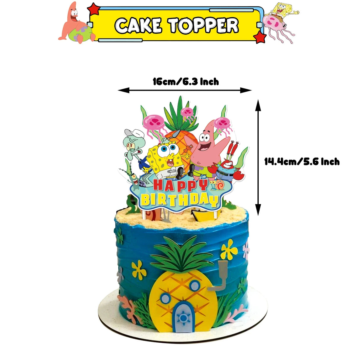 accessoires fête spongebob happy birthday ballons bannières cupcakes toppers anniversaire enfants thèmes cartoon