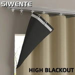 rideaux modernes opaques tissu texturé beige noir fenêtre maison bureauStores romainsPolyesterS hooks